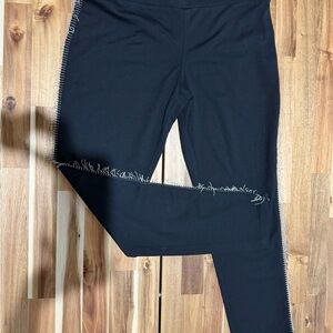 INC International Concepts Black Leggings with Silver Trim